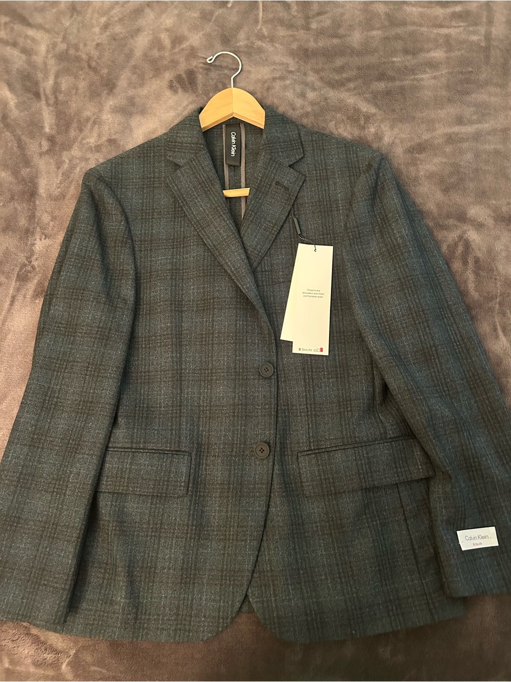Calvin Klein Men's Dark Gray Plaid Sport Coat